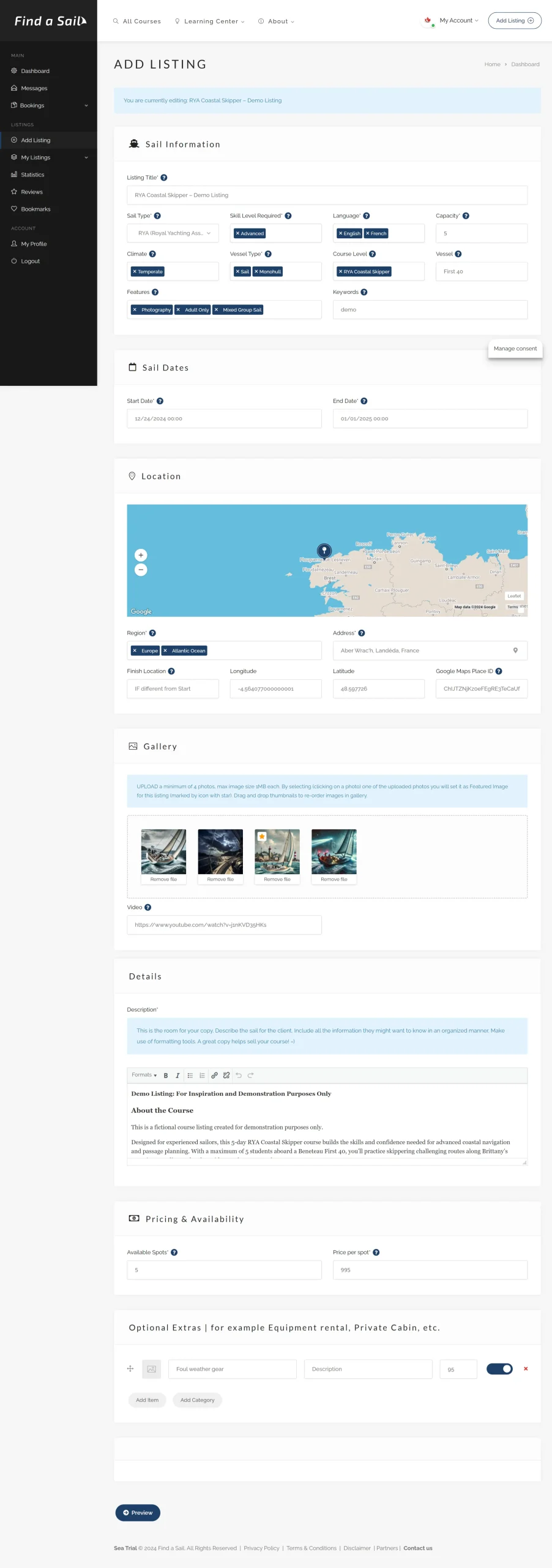 Add Listing screenshot